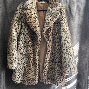 Leopard Print Faux Fur Coat